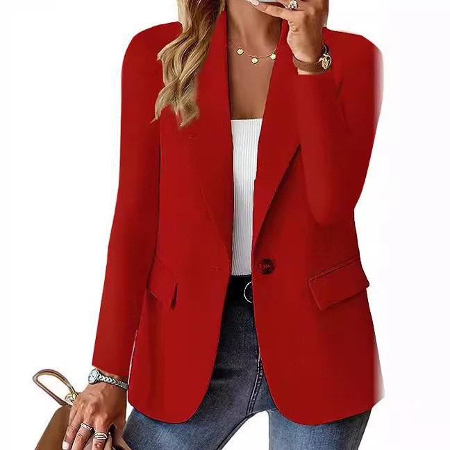 2025 WISH Bestseller Autumn Long-Sleeve Solid Color Cardigan Blazer Women's Suit Jacket_voghion.com