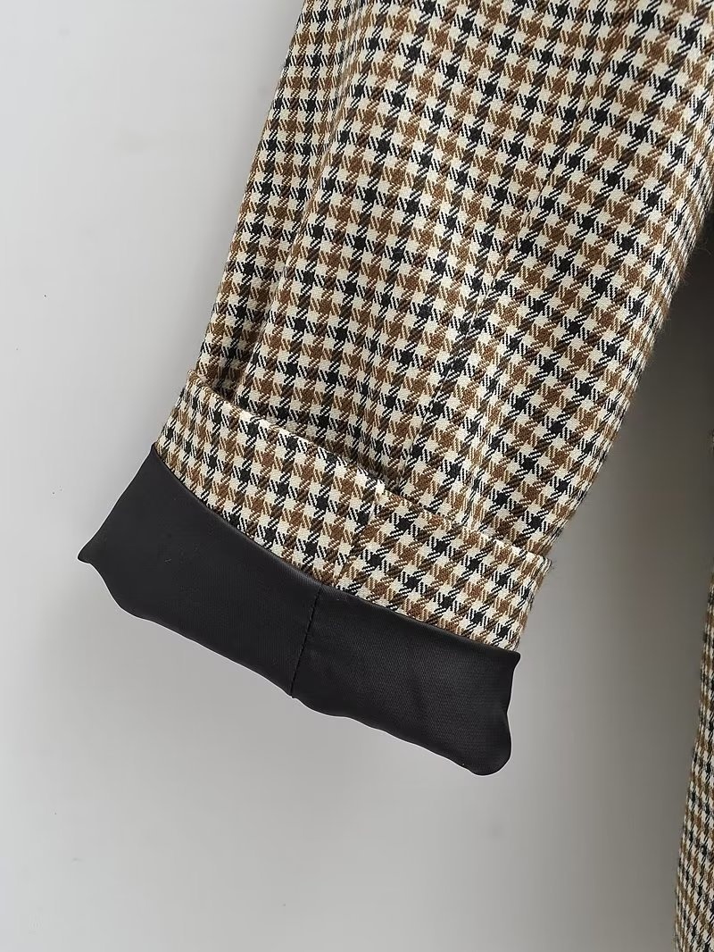 Damen Blazer Kariert Mit Langarm Für Den Herbst Tailliert_voghion.com