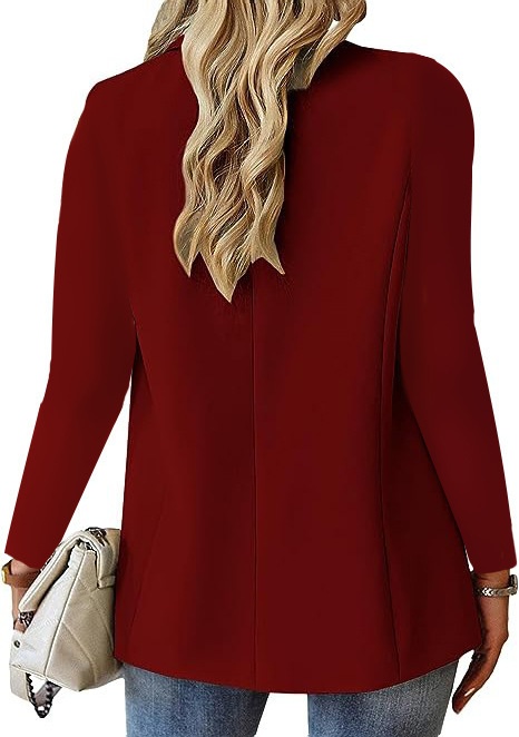 Women’s Long-sleeve Solid Colour Cardigan Blazer Suit Jacket_voghion.com