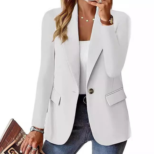 2025 WISH Bestseller Autumn Long-Sleeve Solid Color Cardigan Blazer Women's Suit Jacket_voghion.com