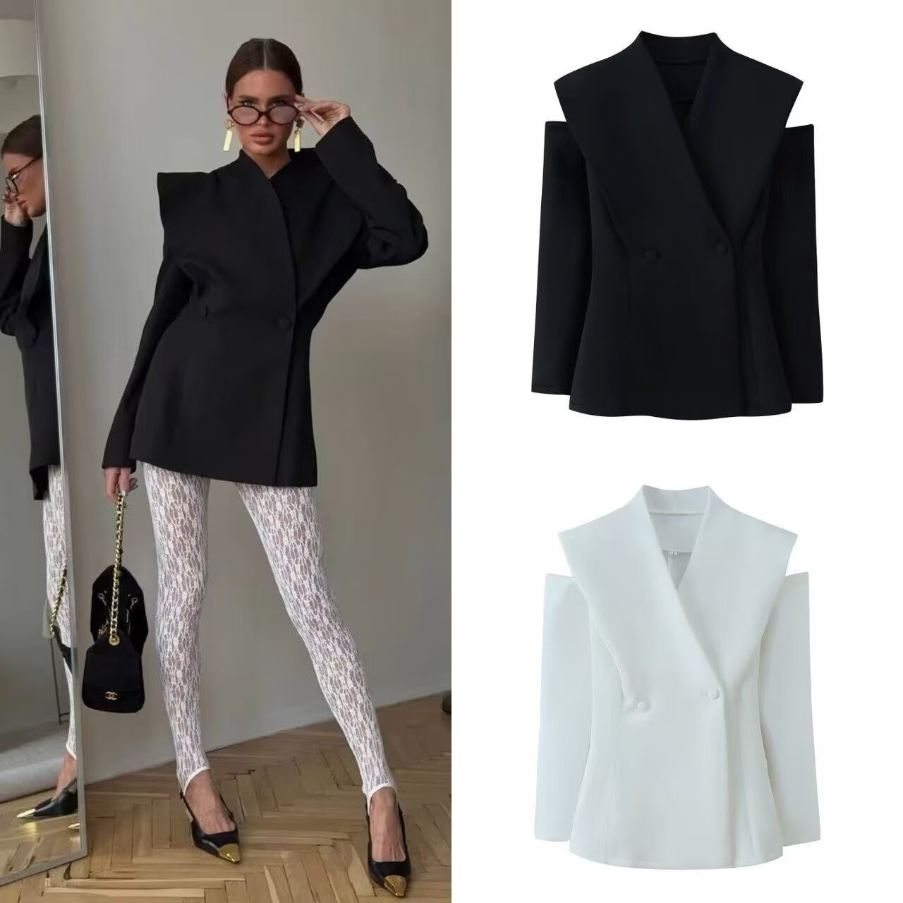 Blazer da donna a maniche lunghe stile designer elegante_voghion.com