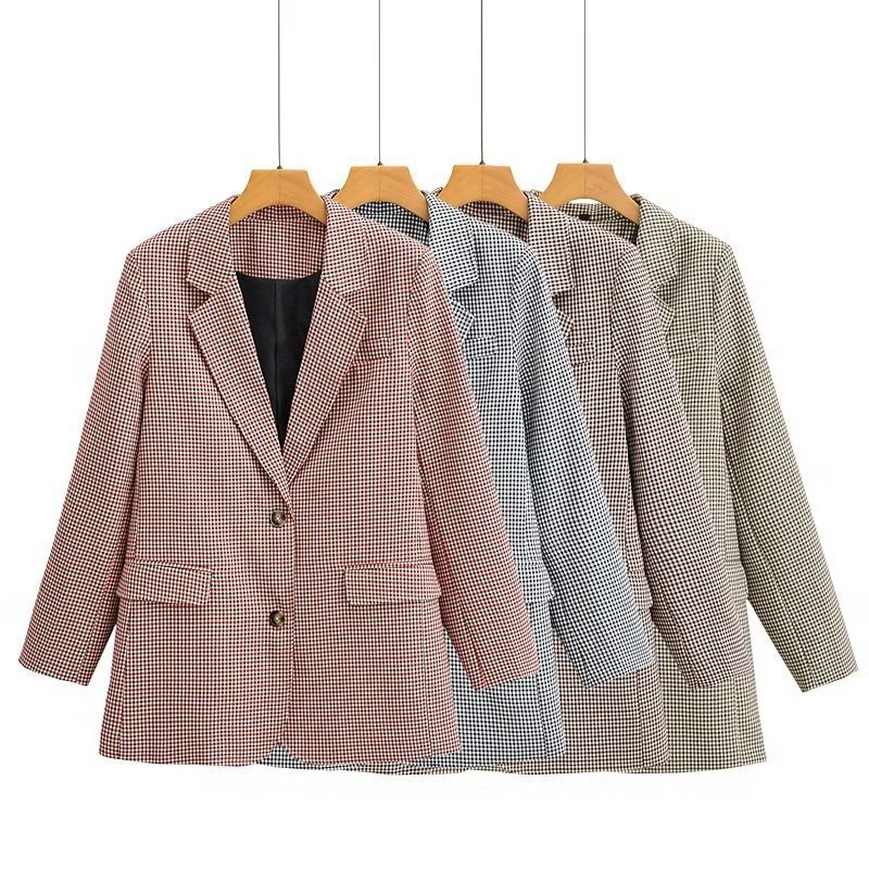Damen Blazer Kariert Mit Langarm Für Den Herbst Tailliert_voghion.com