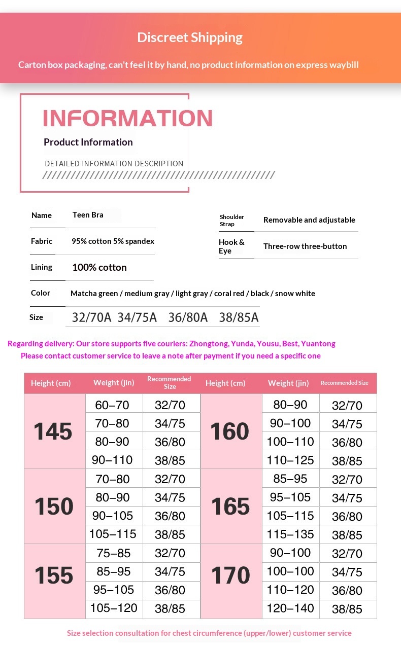 High Quality Pure Cotton Girls' Underwear For Students And High School Girls, Summer Thin Style, Wireless, Small Gathering, Large_voghion.com