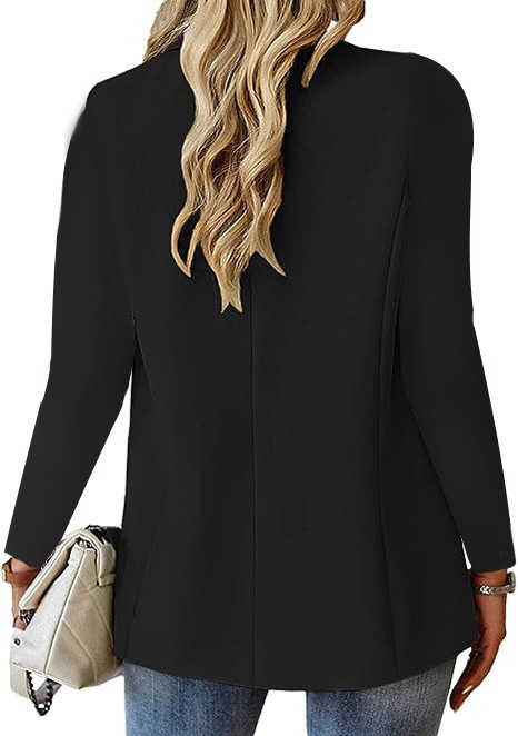 Women’s Long-sleeve Solid Colour Cardigan Blazer Suit Jacket_voghion.com