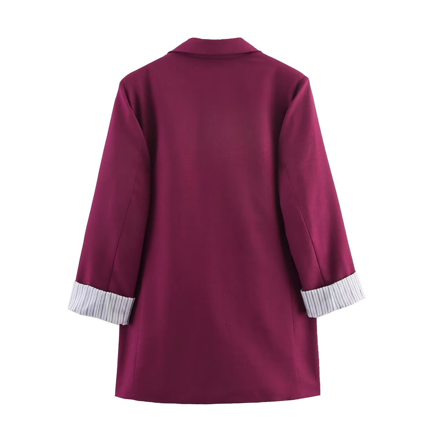 Z Cross-Border European And American Style 2025 New Fashionable Elegant Women's Linen Blend Roll-Sleeve Blazer 2753530_voghion.com