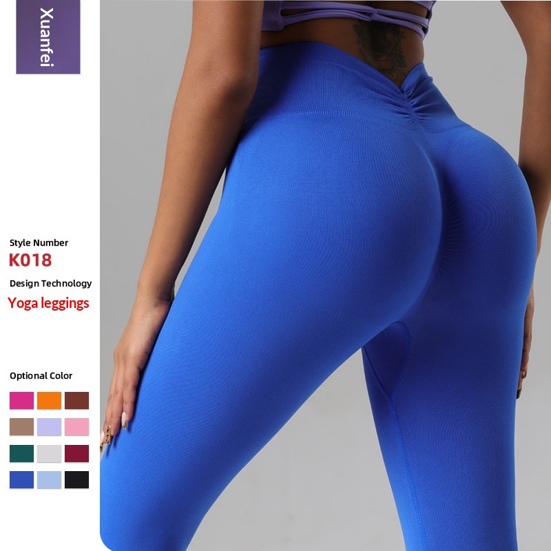 High Quality Autumn Winter New Peach Hip High Waist Tummy Control Yoga Sports Long Quick Dry Tight Cycling Fitness Pants_voghion.com