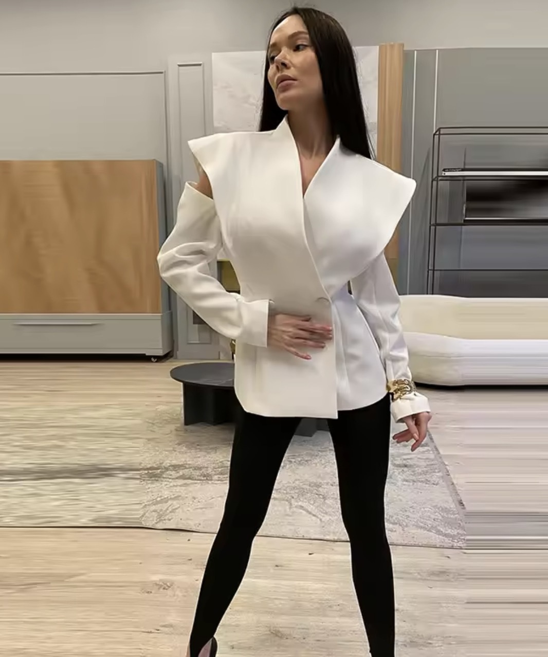 Blazer da donna a maniche lunghe stile designer elegante_voghion.com