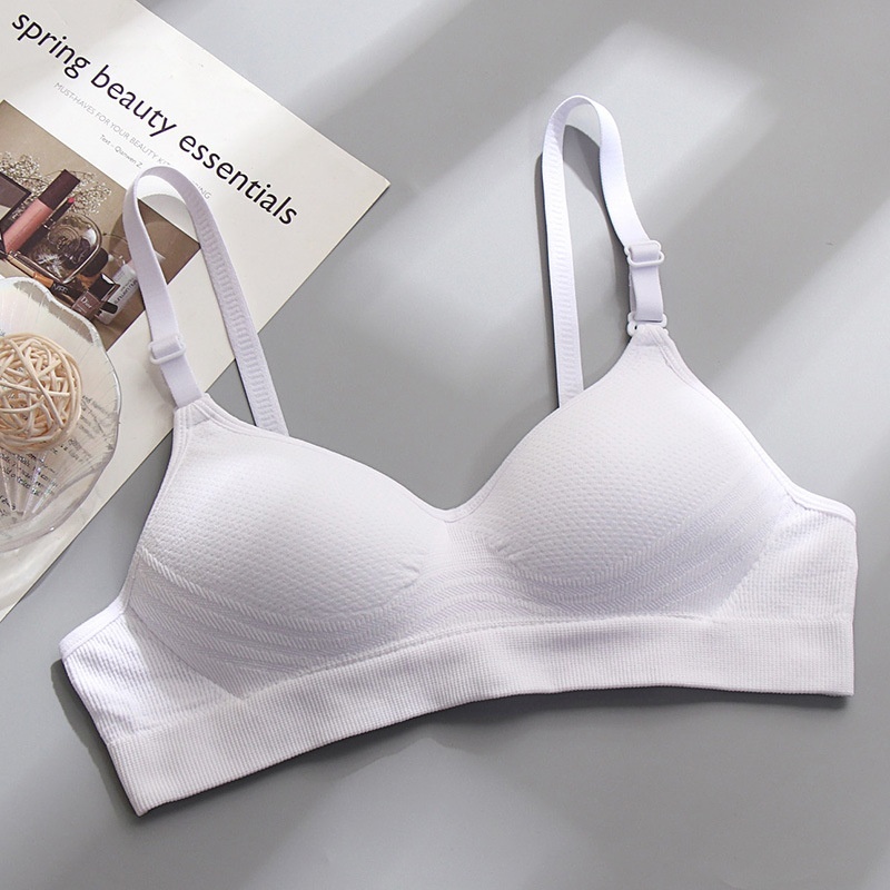 High Quality Pure Cotton Girls' Underwear For Students And High School Girls, Summer Thin Style, Wireless, Small Gathering, Large_voghion.com