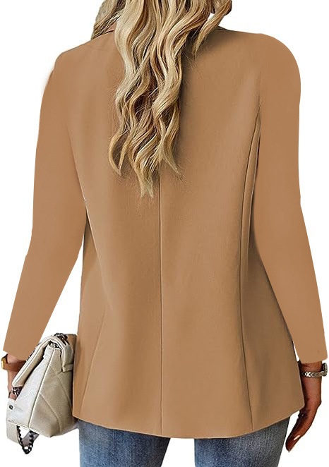 Women’s Long-sleeve Solid Colour Cardigan Blazer Suit Jacket_voghion.com