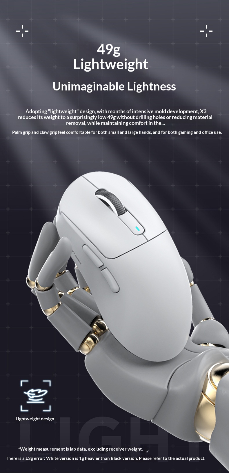 Attack Shark X3 Leichte PAW3395 Gaming-Drei-Modus-Funkmaus_voghion.com