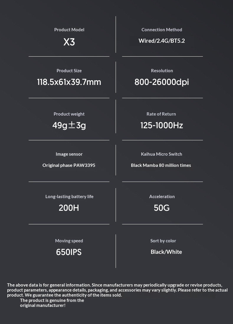 Attack Shark X3 Leichte PAW3395 Gaming-Drei-Modus-Funkmaus_voghion.com