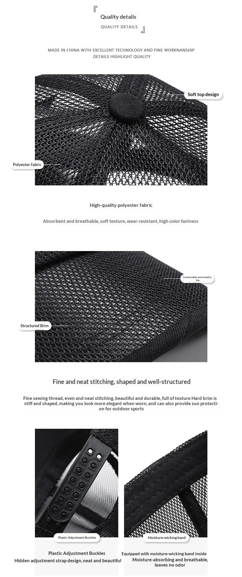 Tor Zur Wildnis Summer Letter Embroidery Breathable Sunshade Mesh Versatile Outdoor Cross-Border Men's Black Duckbill Women's Baseball_voghion.com