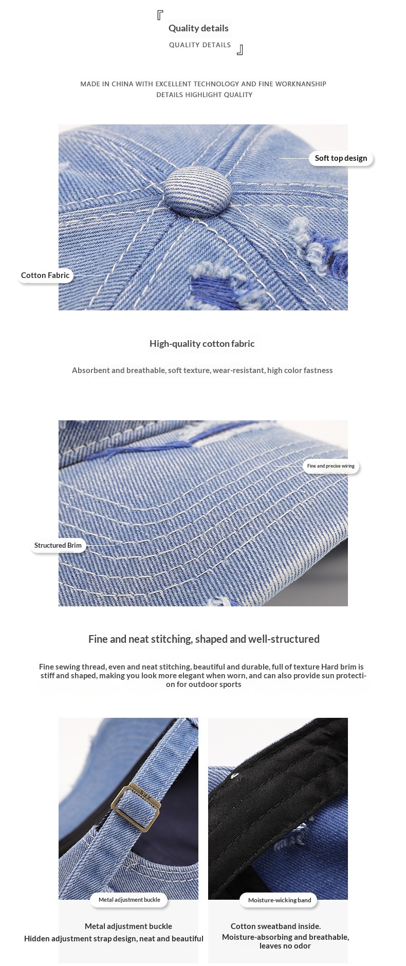 Distressed denim baseballpet voor heren vintage washed stijl_voghion.com