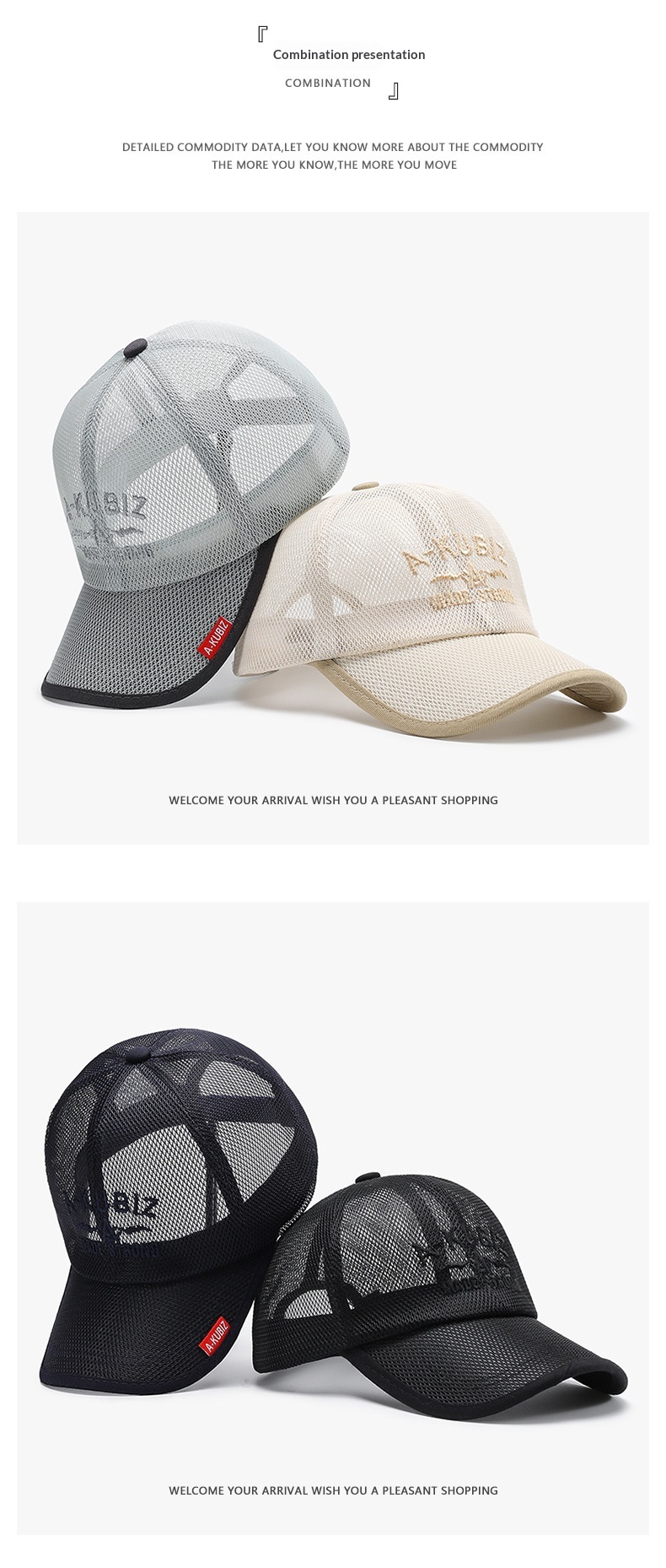 Tor Zur Wildnis Summer Letter Embroidery Breathable Sunshade Mesh Versatile Outdoor Cross-Border Men's Black Duckbill Women's Baseball_voghion.com
