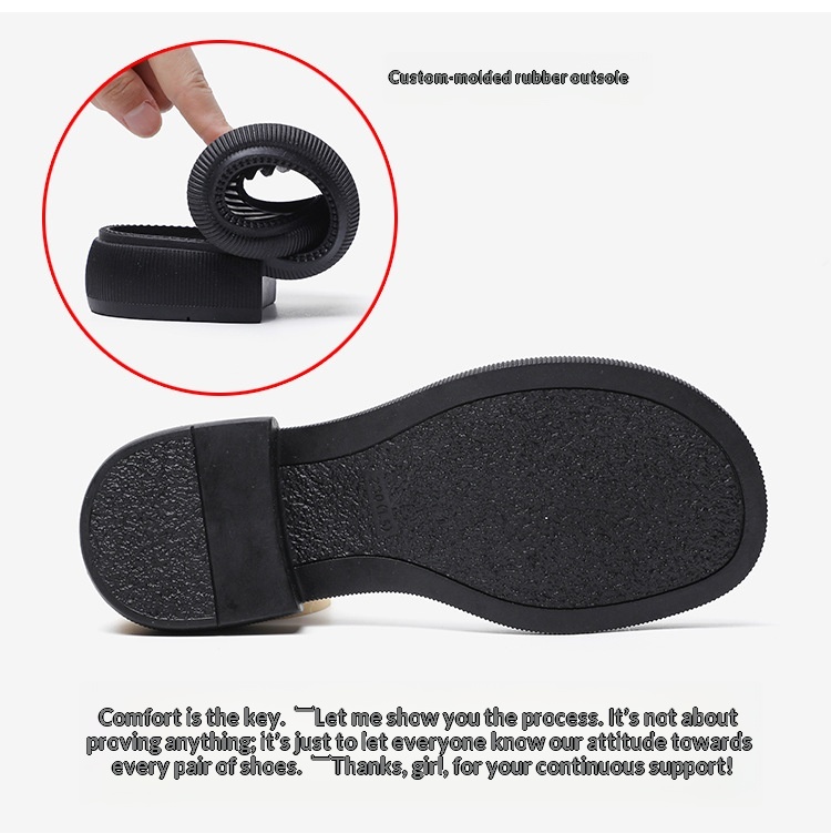 Black Women's Thick-soled Loafers Slip-on Chunky Heel Round Toe_voghion.com