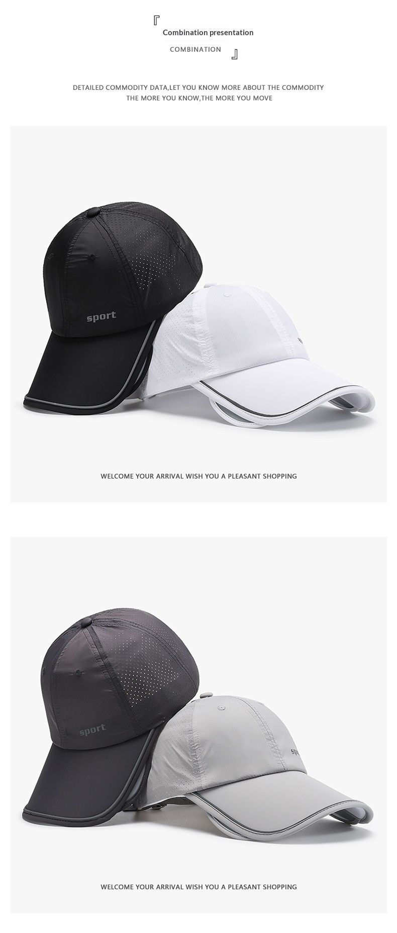 Expandable Baseball Sunshade Cap For Women And Men Summer Hat_voghion.com