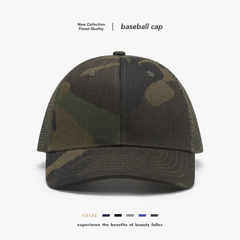 Tor Zur Wildnis Summer Hard Top Camouflage Mesh Hat Men's Outdoor Sun Protection Baseball Fashionable Breathable Versatile Duckbill Cap_voghion.com