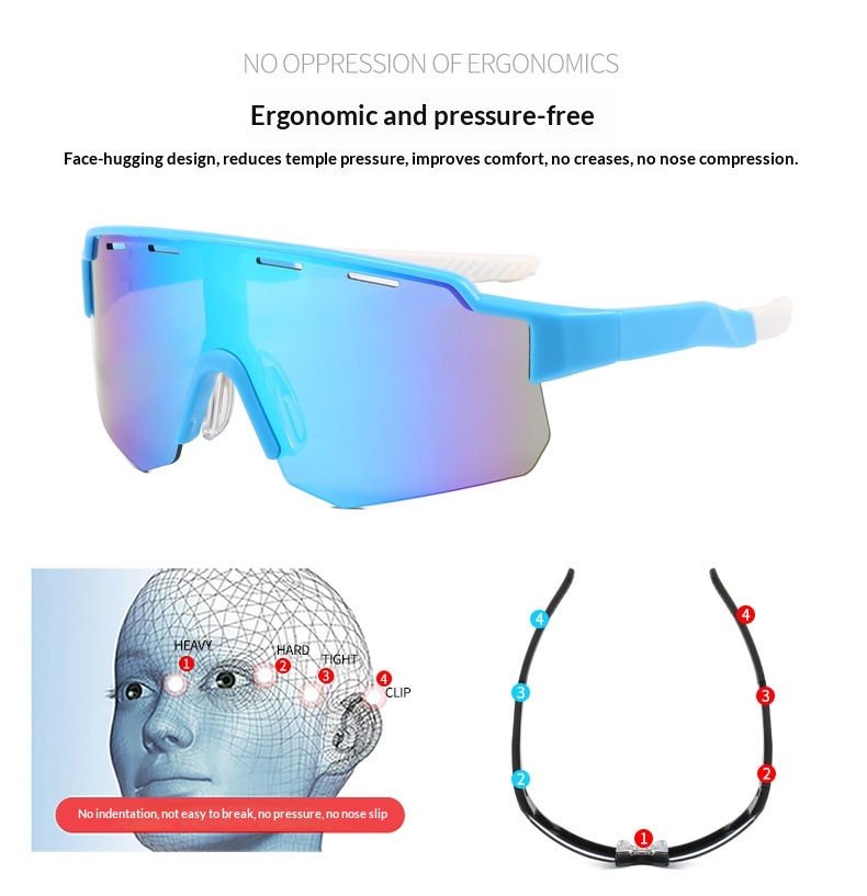 Lunettes de soleil Tor Zur Wildnis New Cross-Border Outdoor Sports Climbing Glasses pour hommes, coupe-vent, grande monture, monobloc, anti-UV, pour femmes_voghion.com