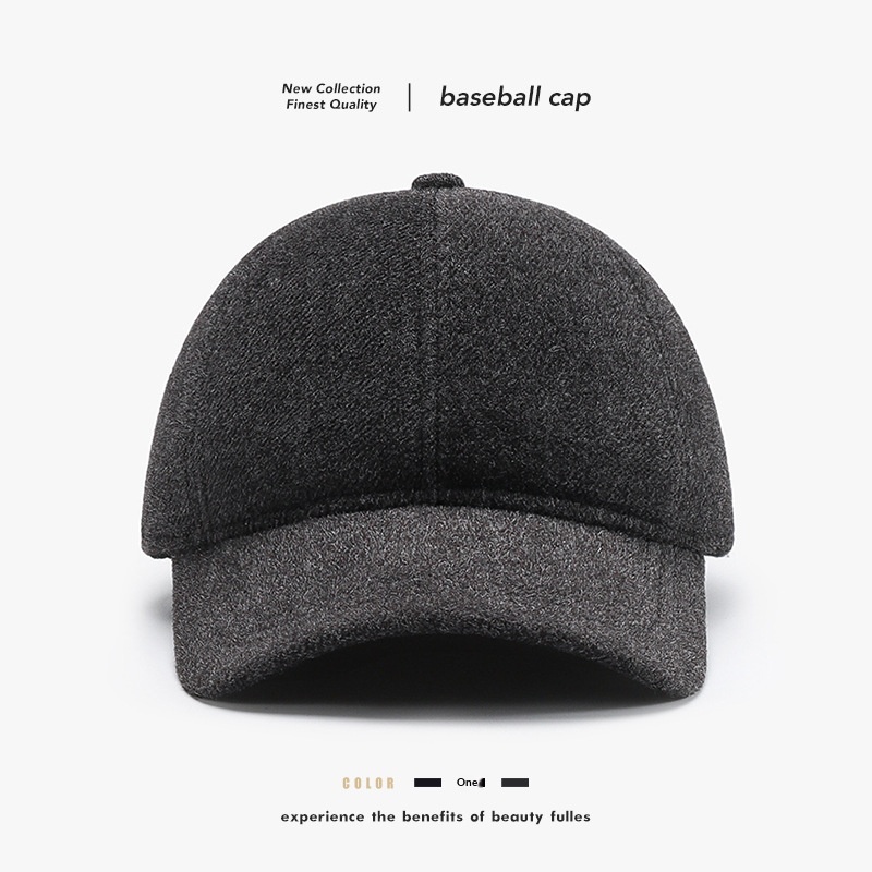 Tor Zur Wildnis Winter Hat For Middle-aged And Elderly Men, Plain Anti-cold Baseball Fleece-lined Thickened Duckbill Cap, Ear_voghion.com