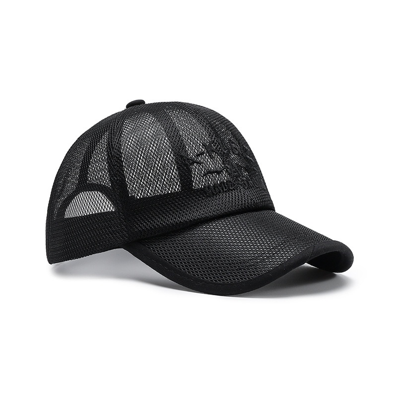 Tor Zur Wildnis Summer Letter Embroidery Breathable Sunshade Mesh Versatile Outdoor Cross-Border Men's Black Duckbill Women's Baseball_voghion.com