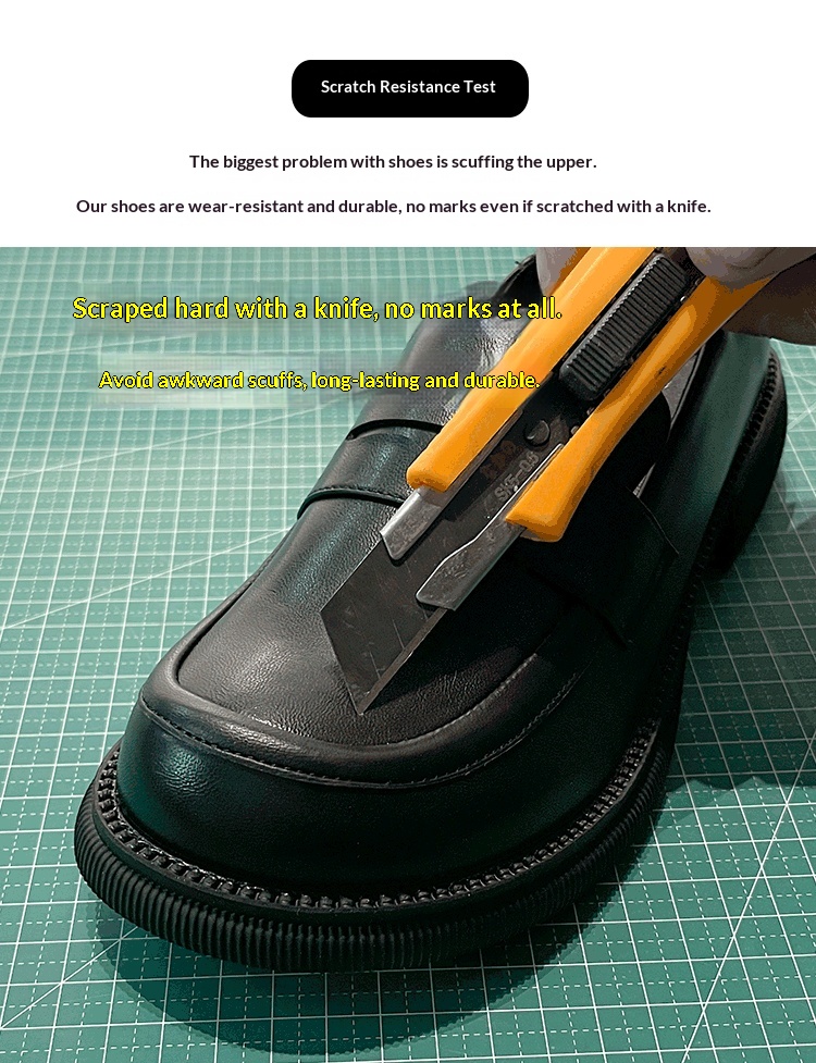Black Women's Thick-soled Loafers Slip-on Chunky Heel Round Toe_voghion.com