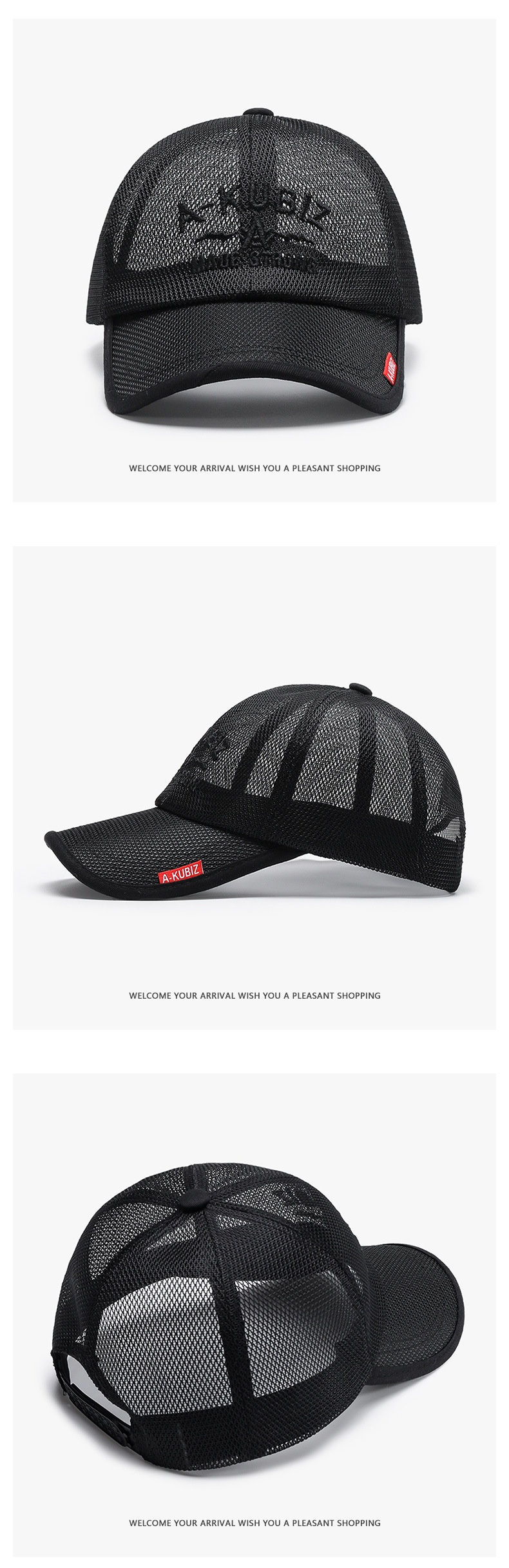 Tor Zur Wildnis Summer Letter Embroidery Breathable Sunshade Mesh Versatile Outdoor Cross-Border Men's Black Duckbill Women's Baseball_voghion.com