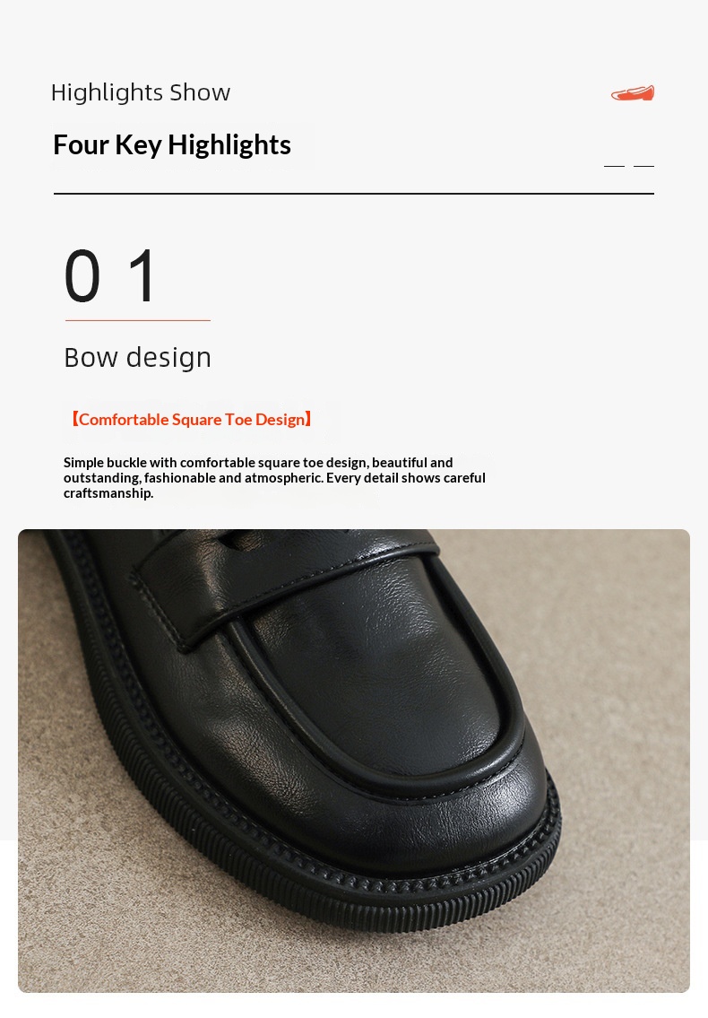 Black Women's Thick-soled Loafers Slip-on Chunky Heel Round Toe_voghion.com