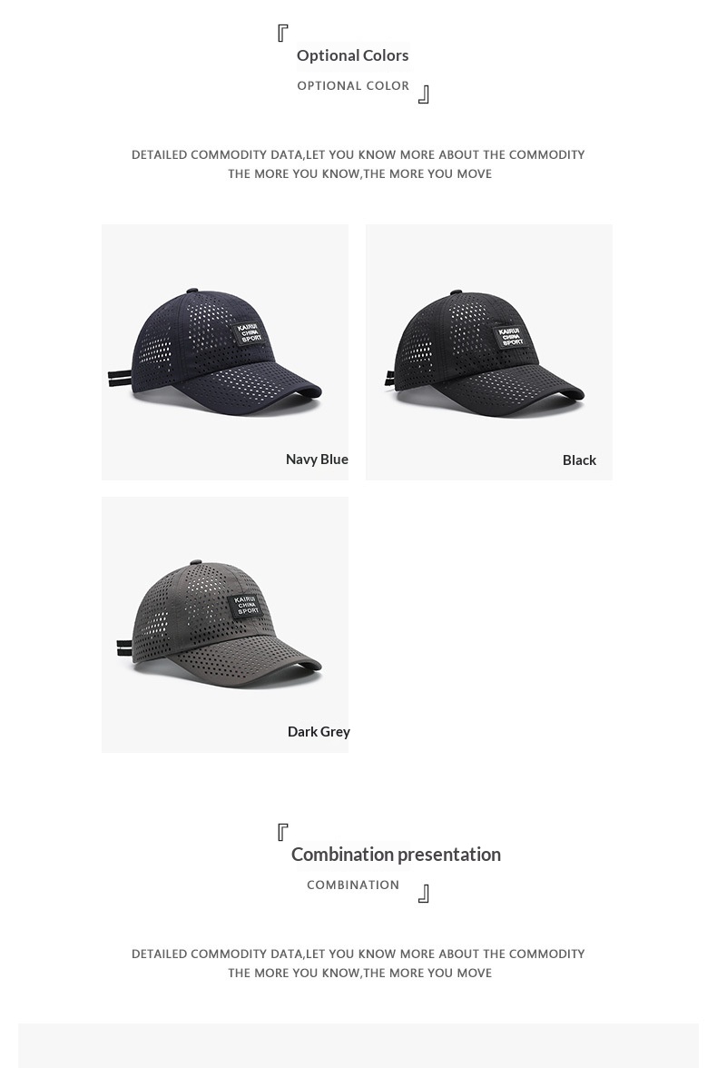 Perforated Baseball Cap Spring Summer Quick-drying Sports Hat_voghion.com