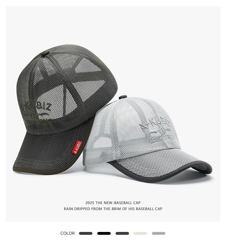 Tor Zur Wildnis Summer Letter Embroidery Breathable Sunshade Mesh Versatile Outdoor Cross-Border Men's Black Duckbill Women's Baseball_voghion.com