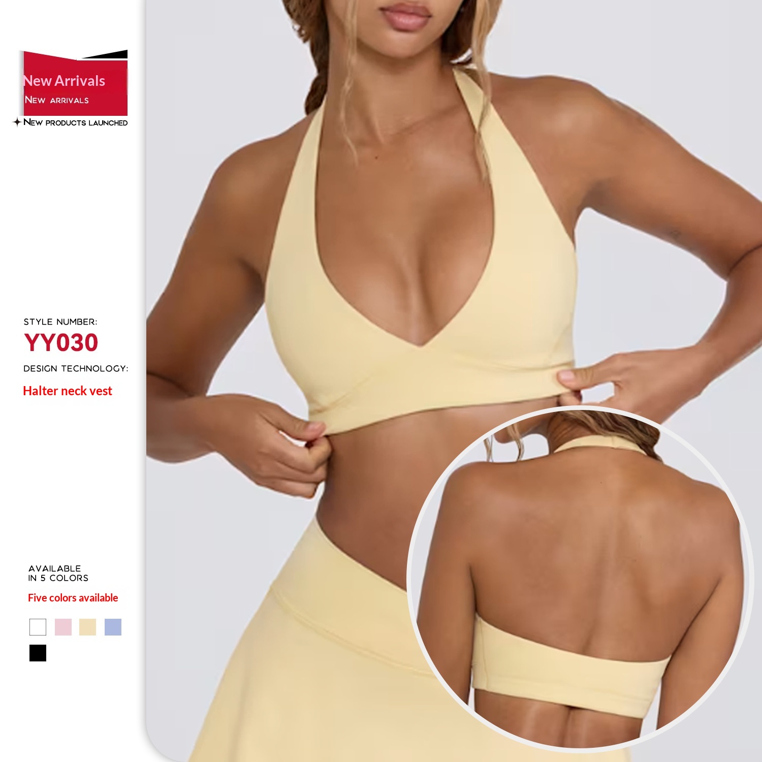 Tor Zur Wildnis European And American Summer Breathable Tight V-neck Sexy Halter Backless Wireless Bra For Women Fitness Sports Yoga_voghion.com
