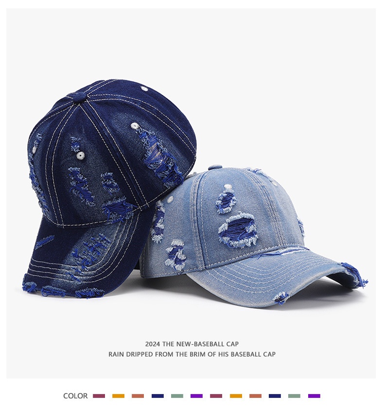 Distressed denim baseballpet voor heren vintage washed stijl_voghion.com