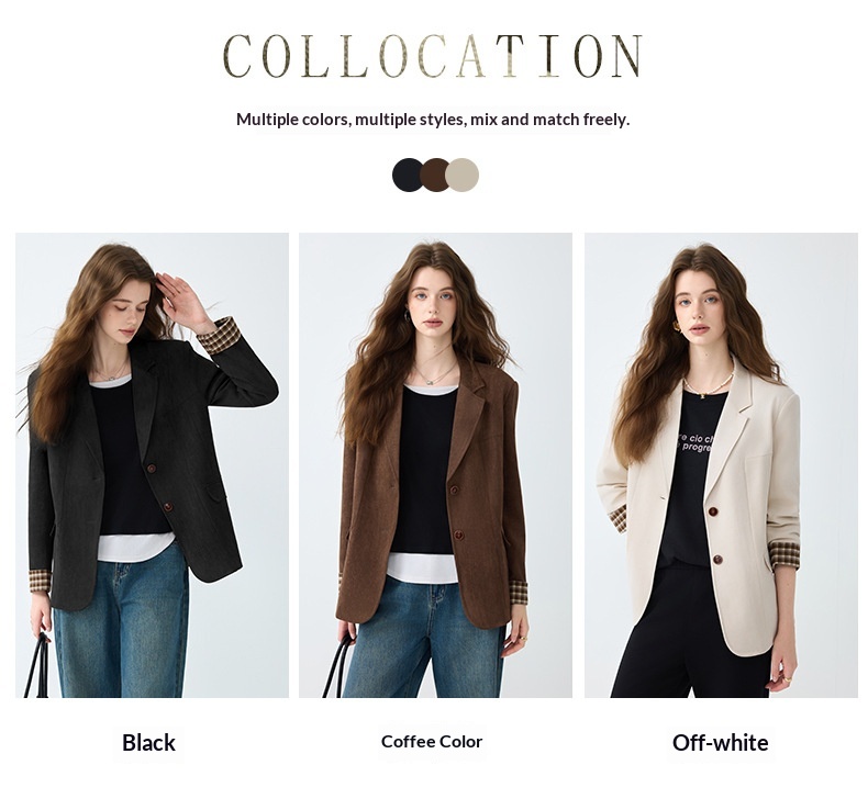 Blazer donna stile casual color caffè giacca elegante da donna_voghion.com