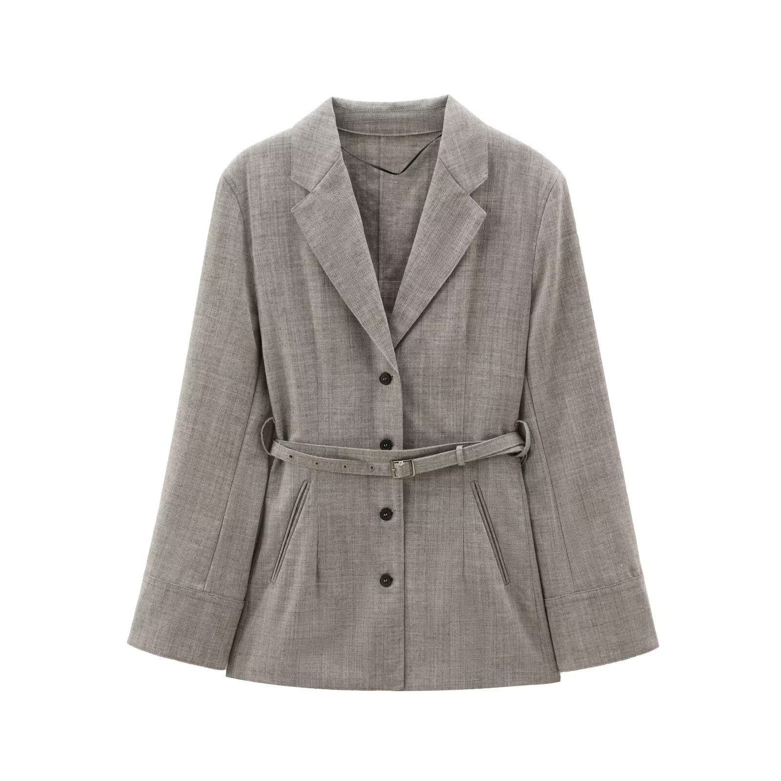 TAOP&ZA European And American Style Early Autumn New Women's Single-breasted Belted Blazer For Casual Commuting_voghion.com