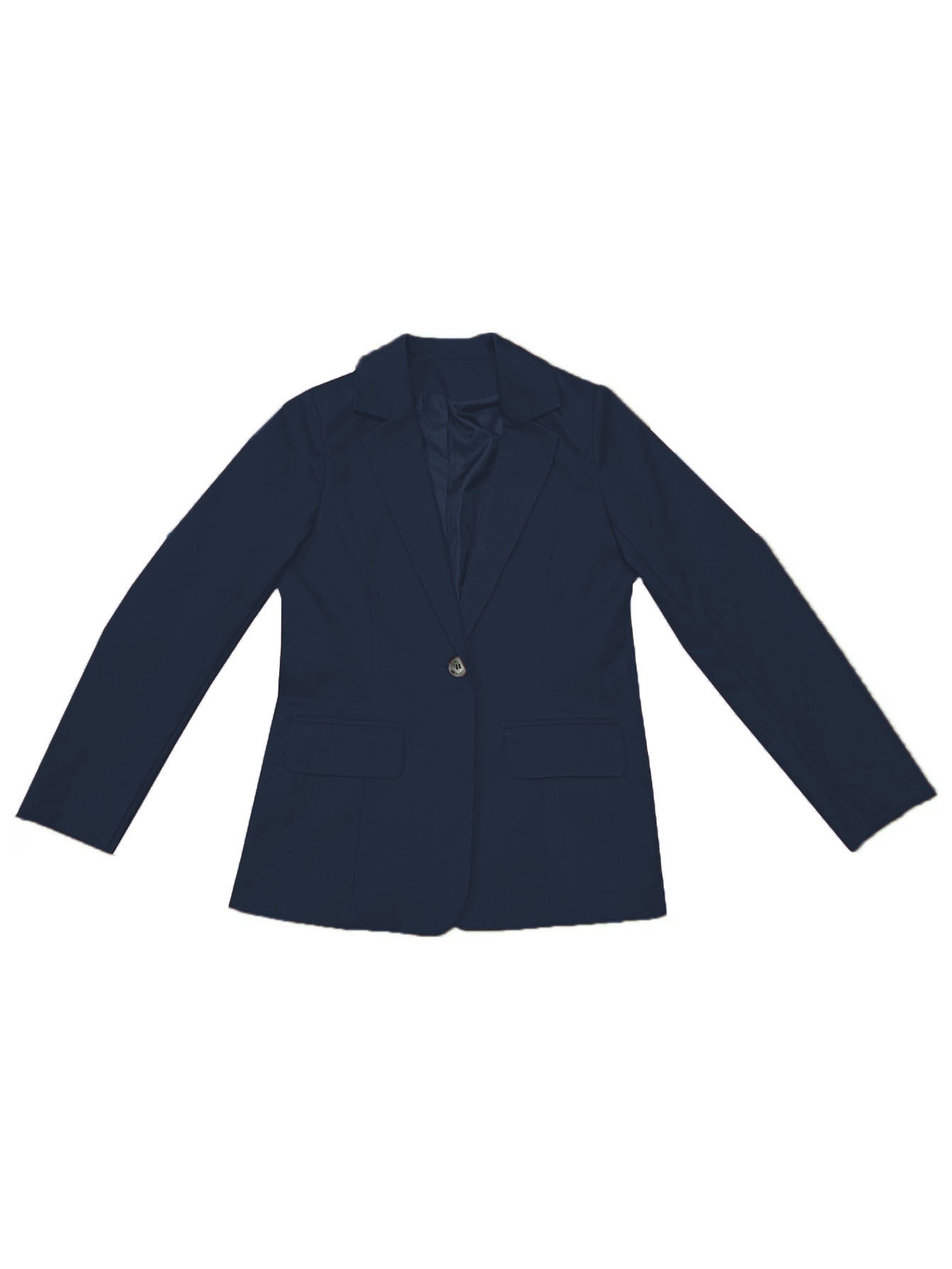 Damen Blazer Langarm Ein-knopf-sakko In Unifarben Elegant_voghion.com