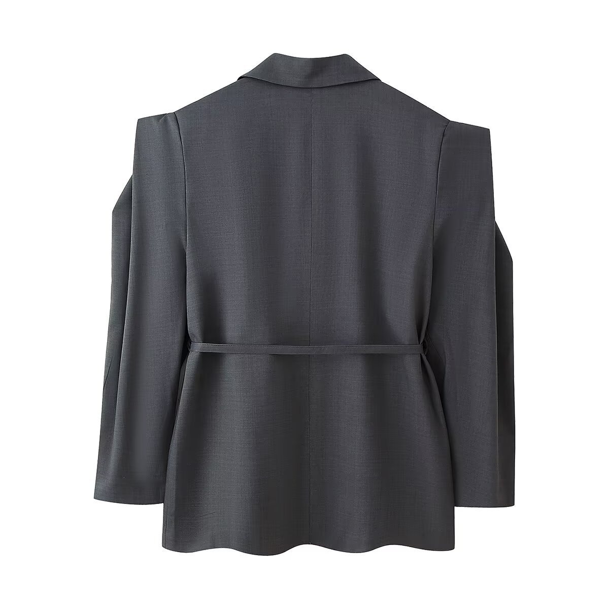 Eleganter Damen Blazer Mit V-ausschnitt Und Taillenbindung_voghion.com