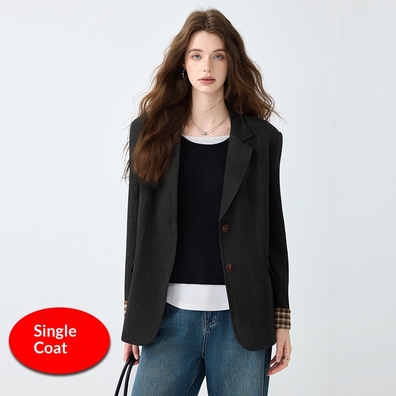 Blazer color caffè, modello casual da donna, stile europeo e americano, ideale per pendolari transfrontalieri._voghion.com