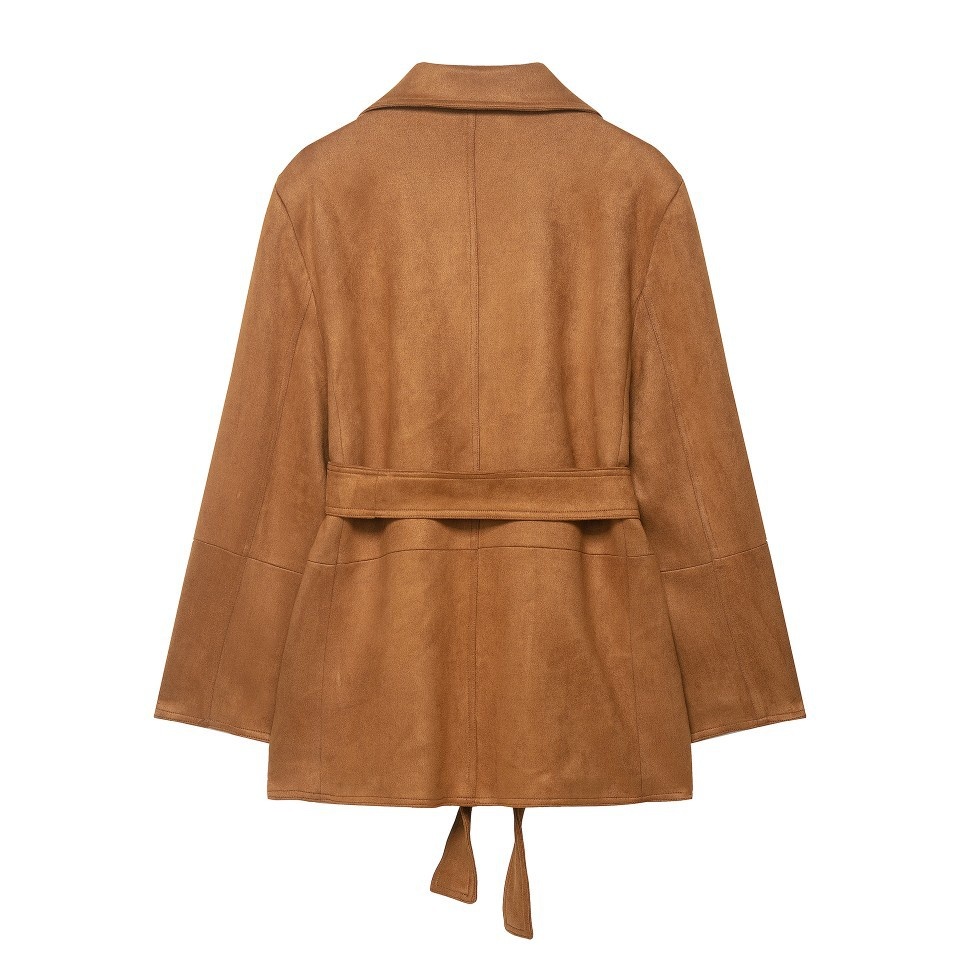 Blazer elegante da donna in scamosciato stile retro francese_voghion.com