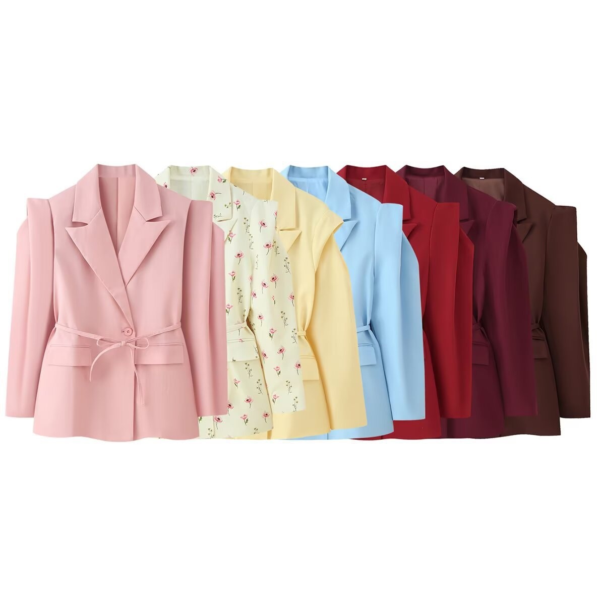 Eleganter Damen Blazer Mit V-ausschnitt Und Taillenbindung_voghion.com