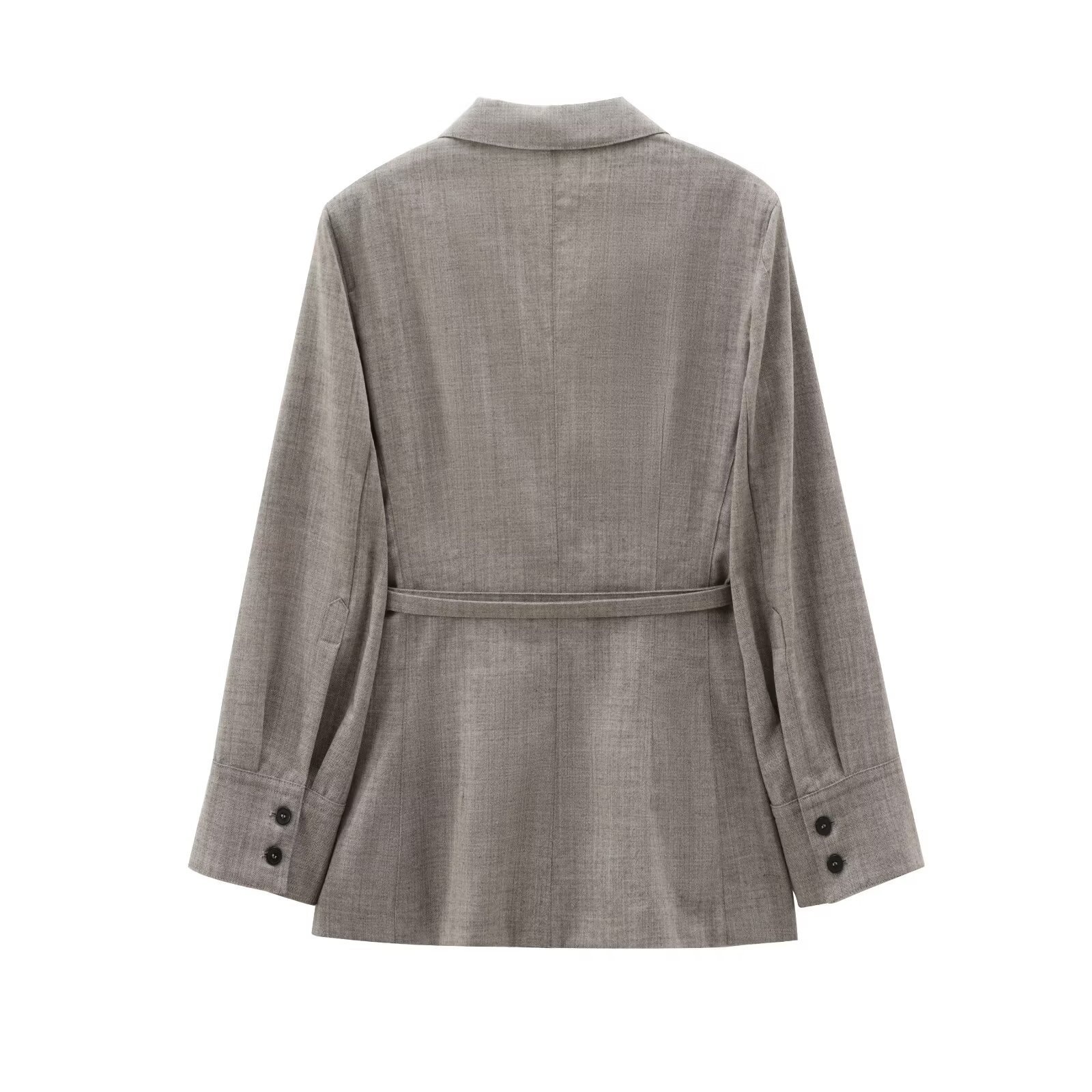 Women's Single-breasted Belted Blazer For Casual Commuting_voghion.com