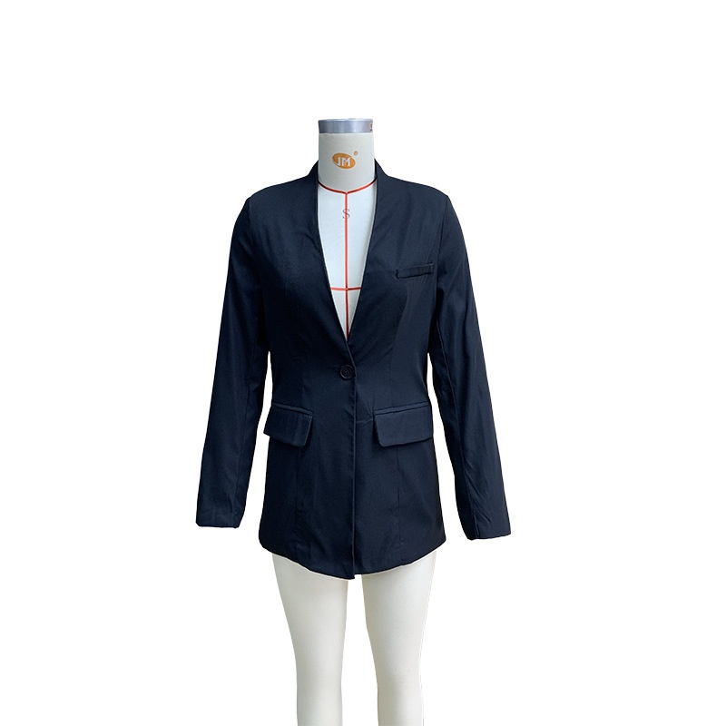 Elegant Women's Blazer Solid Colour Autumn Winter Jacket_voghion.com