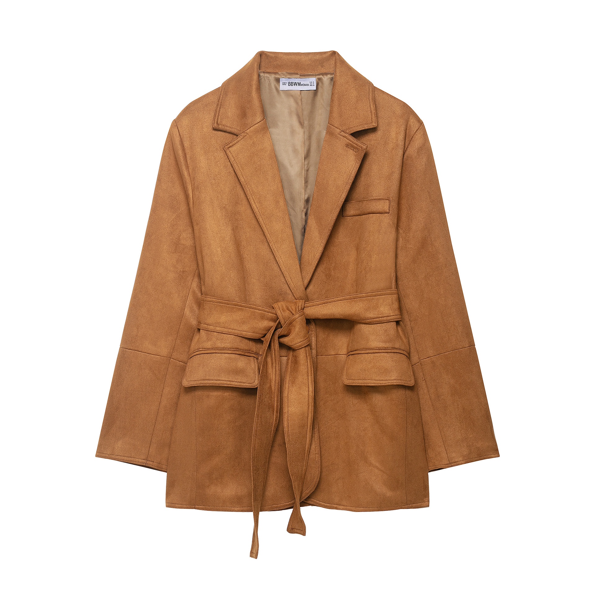 Blazer da donna in camoscio elegante retrò francese con lacci, stile europeo e americano, collezione autunno 2025, bestseller internazionale._voghion.com