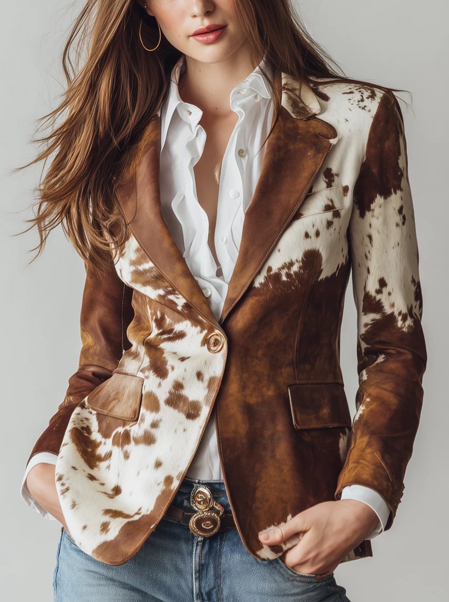 Moda femminile europea e americana 2026, marchio indipendente, giacca a maniche lunghe con colletto stampato, monopetto_voghion.com