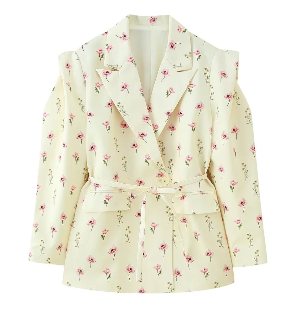 Eleganter Damen Blazer Mit V-ausschnitt Und Taillenbindung_voghion.com