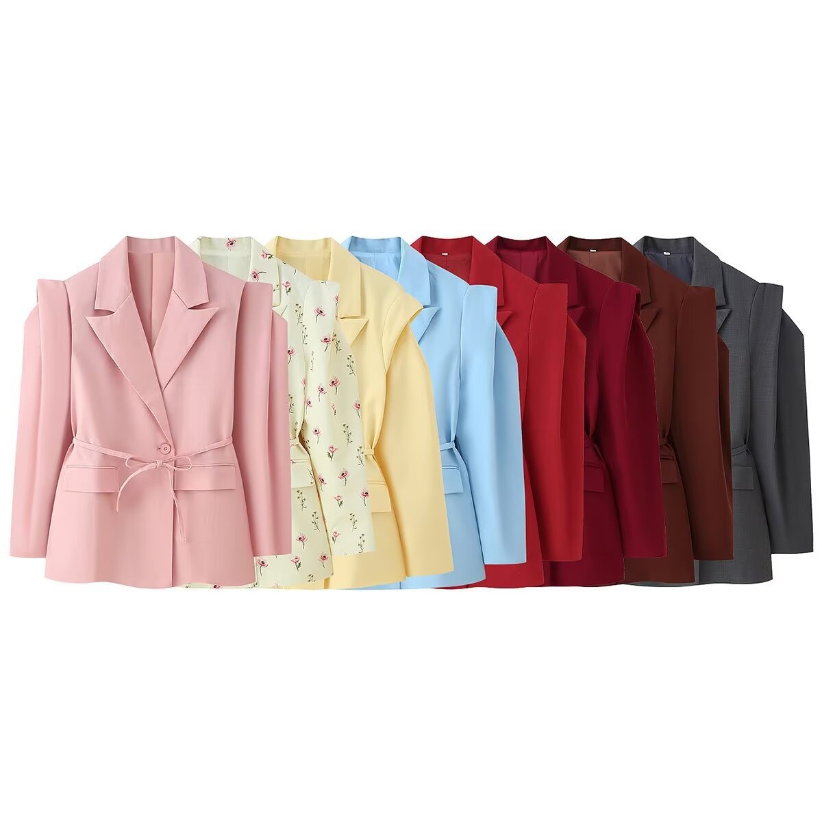 Eleganter Damen Blazer Mit V-ausschnitt Und Taillenbindung_voghion.com