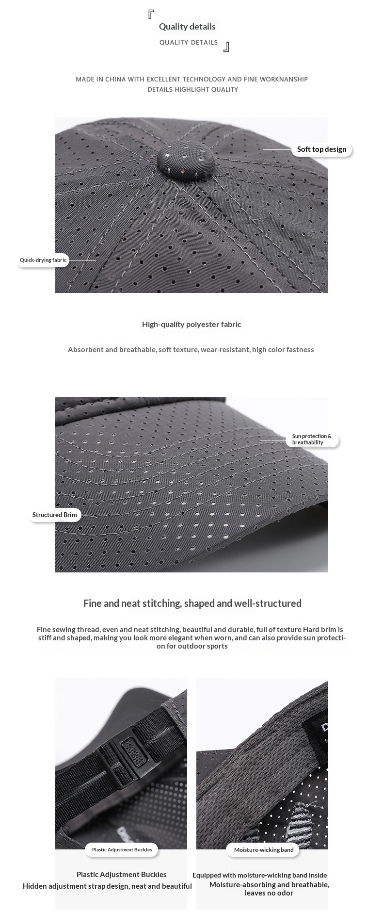 Perforated Quick Dry Mesh Baseball Cap Breathable Sun Hat_voghion.com
