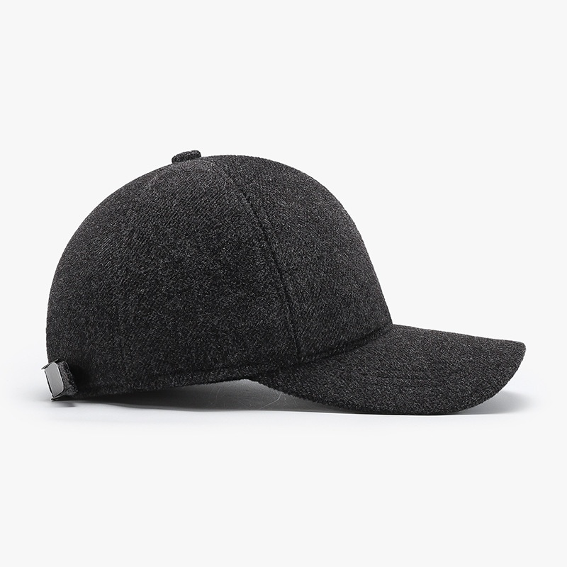 Tor Zur Wildnis Winter Hat For Middle-aged And Elderly Men, Plain Anti-cold Baseball Fleece-lined Thickened Duckbill Cap, Ear_voghion.com