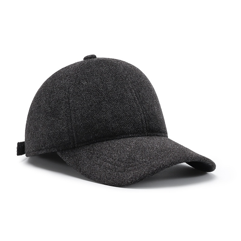 Tor Zur Wildnis Winter Hat For Middle-aged And Elderly Men, Plain Anti-cold Baseball Fleece-lined Thickened Duckbill Cap, Ear_voghion.com