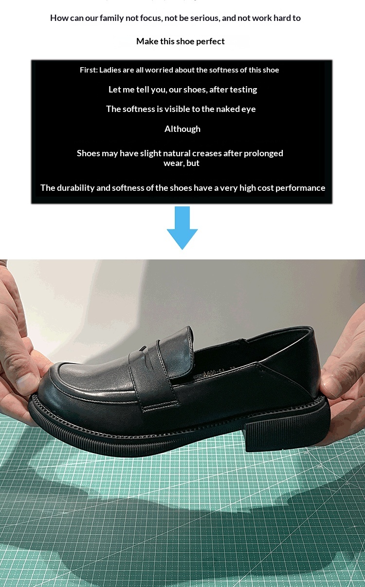 Black Women's Thick-soled Loafers Slip-on Chunky Heel Round Toe_voghion.com