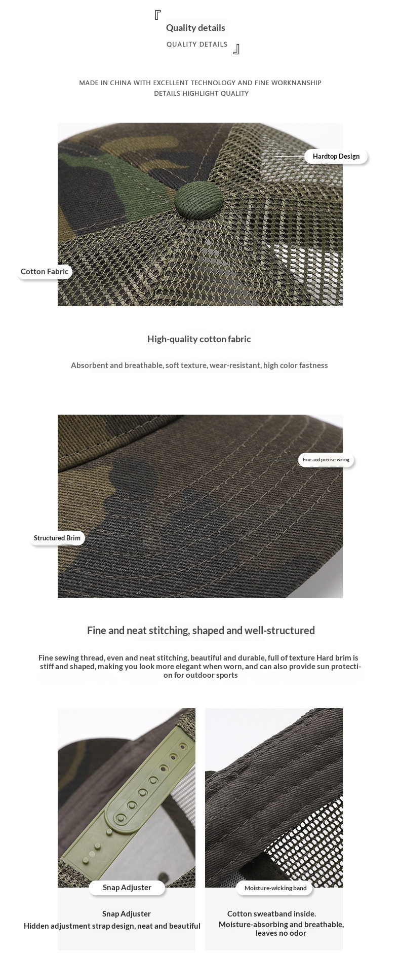Tor Zur Wildnis Summer Hard Top Camouflage Mesh Hat Men's Outdoor Sun Protection Baseball Fashionable Breathable Versatile Duckbill Cap_voghion.com