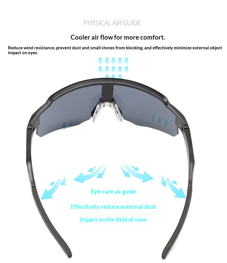 Lunettes de soleil Tor Zur Wildnis New Cross-Border Outdoor Sports Climbing Glasses pour hommes, coupe-vent, grande monture, monobloc, anti-UV, pour femmes_voghion.com